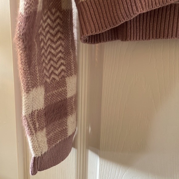 Bp fuzzy purple lilac eyelash crop cardigan plaid cozy - Picture 5 of 9